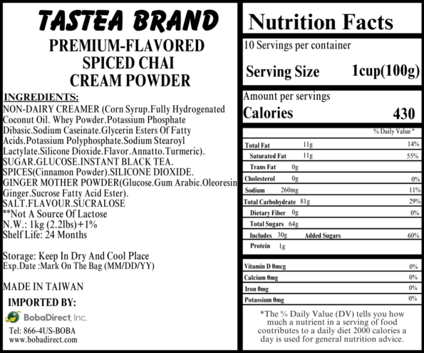 Spiced Chai back