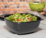 [50 ct] 160 oz Square Disposable Salad Bowls | PET | Black