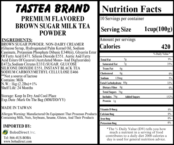 Brown Sugar Back Label