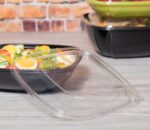 [150 ct] 64 oz Square Disposable Salad Bowl Lids | PET | Clear
