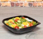 [300 ct] 32 oz Square Disposable Salad Bowl | PET | Black