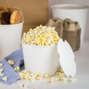 [180 sets] 85 oz Paper Food Buckets with Lids | 189 mm