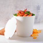 [150 sets] 170 oz Paper Food Buckets with Lids | 223 mm