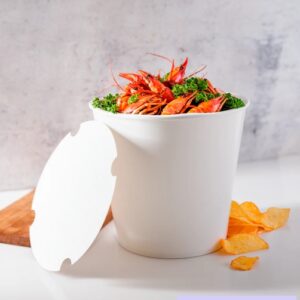 [150 sets] 170 oz Paper Food Buckets with Lids | 223 mm