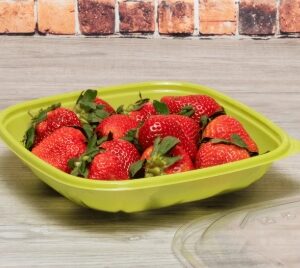 [300 ct] 24 oz Square Disposable Salad Bowl | PET | Green