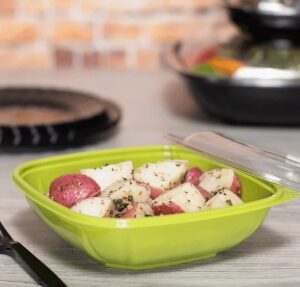 [300 ct] 32 oz Square Disposable Salad Bowl | PET | Green