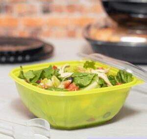 [300 ct] 48 oz Square Disposable Salad Bowl | PET | Green