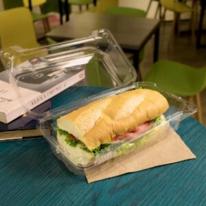 [250 ct] 9''x 5'' Hinged Food Containers | PET | Clear