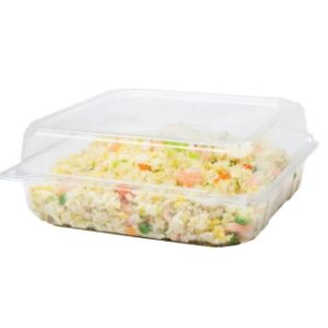 [200 ct] 9'' x 9'' Hinged Food Containers | PET | Clear