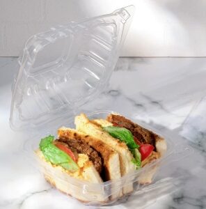 [300 ct] 6''x 6'' Hinged Food Containers | PP | Clear