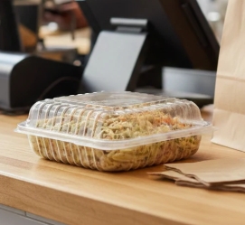 [250 ct] 8''x 8'' Hinged Food Containers | PP | Clear