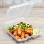 [200 ct] 9'' x 9'' Hinged Food Containers | PP | Clear