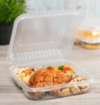 [200 ct] 9" x 9" 3-Compartment Hinged Food Containers | Clear | PP