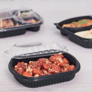[300 ct] 24 oz Microwaveable Take-Out Box | PP | Black