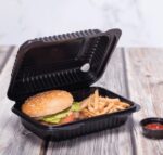 [250 ct] 9''x 6'' Hinged Food Containers | PP | Black