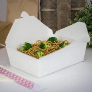 [200 ct] Paper Take-Out Boxes | #3 | 76 oz | White