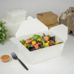 [160 ct] Paper Take-Out Boxes | #4 | 110 oz | White