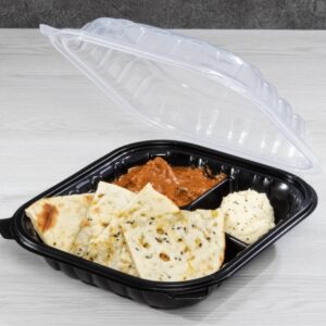 [150 ct] 10.25" x 9" 3-Comparment Premium PP Hinged Container