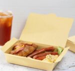 [200 ct] Paper Folding Take-Out Container | Vented Holes | 46 fl. oz | Kraft