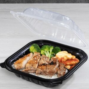 [150 ct] 8" x 8" 3-Comparment Premium PP Hinged Container