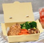 [200 ct] Paper Folding Take-Out Container | Vented Holes | 63 fl. oz | Kraft