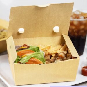 [160 ct] Paper Folding Take-Out Container | Vented Holes | 74 fl. oz | Kraft