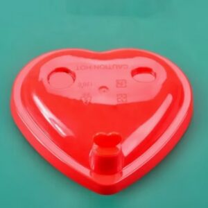 22oz PP Red Heart Shape Lid w/Stopper (90mm 1000pc)