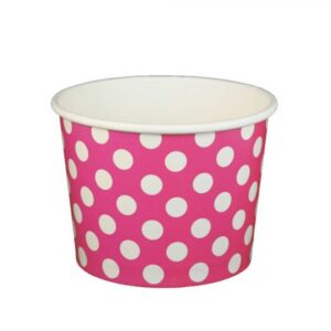 16 oz Polka Dot Pink Cold/Hot Paper Food Container - 1000/Case